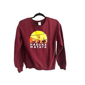 Disney Lion King Hakuna Matata Maroon Long Sleeve Sweatshirt Size Small
